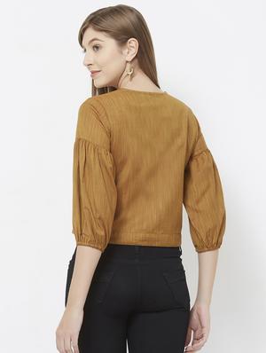 v neck bishop sleeved top - 16605092 - Standard Image - 3