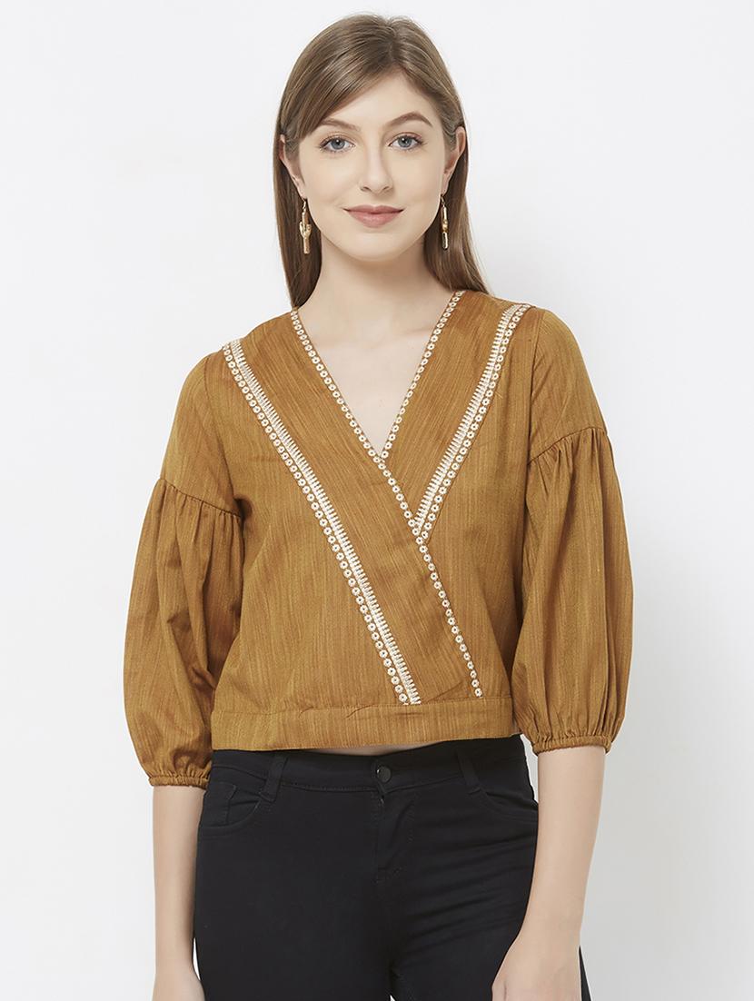 v neck bishop sleeved top - 16605092 - Zoom Image - 1