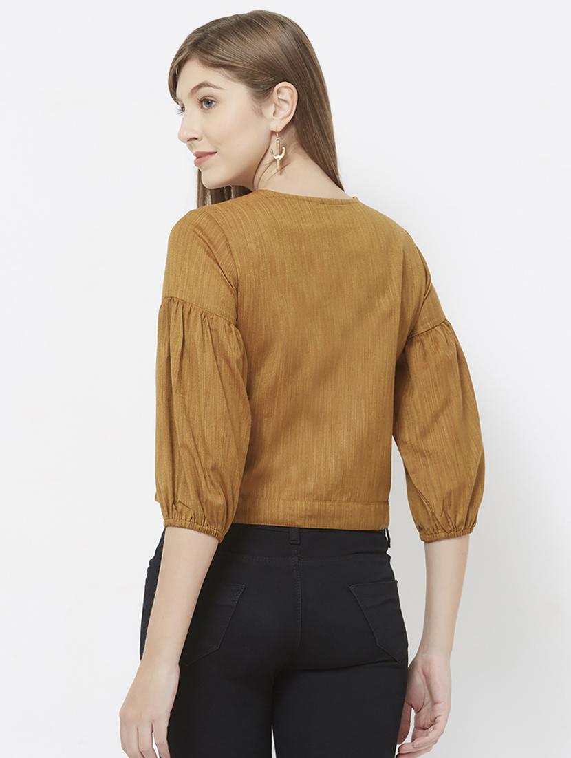 v neck bishop sleeved top - 16605092 - Zoom Image - 3