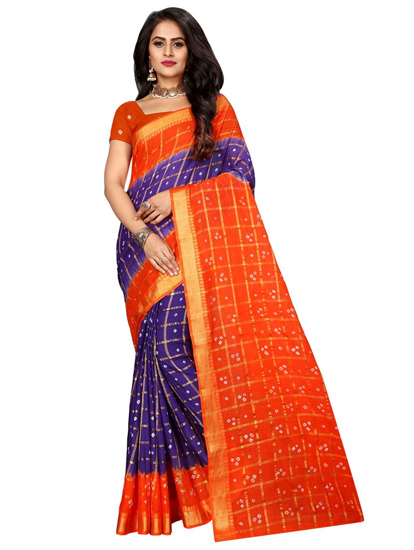 bandhani printed saree with blouse - 16605247 - Zoom Image - 1