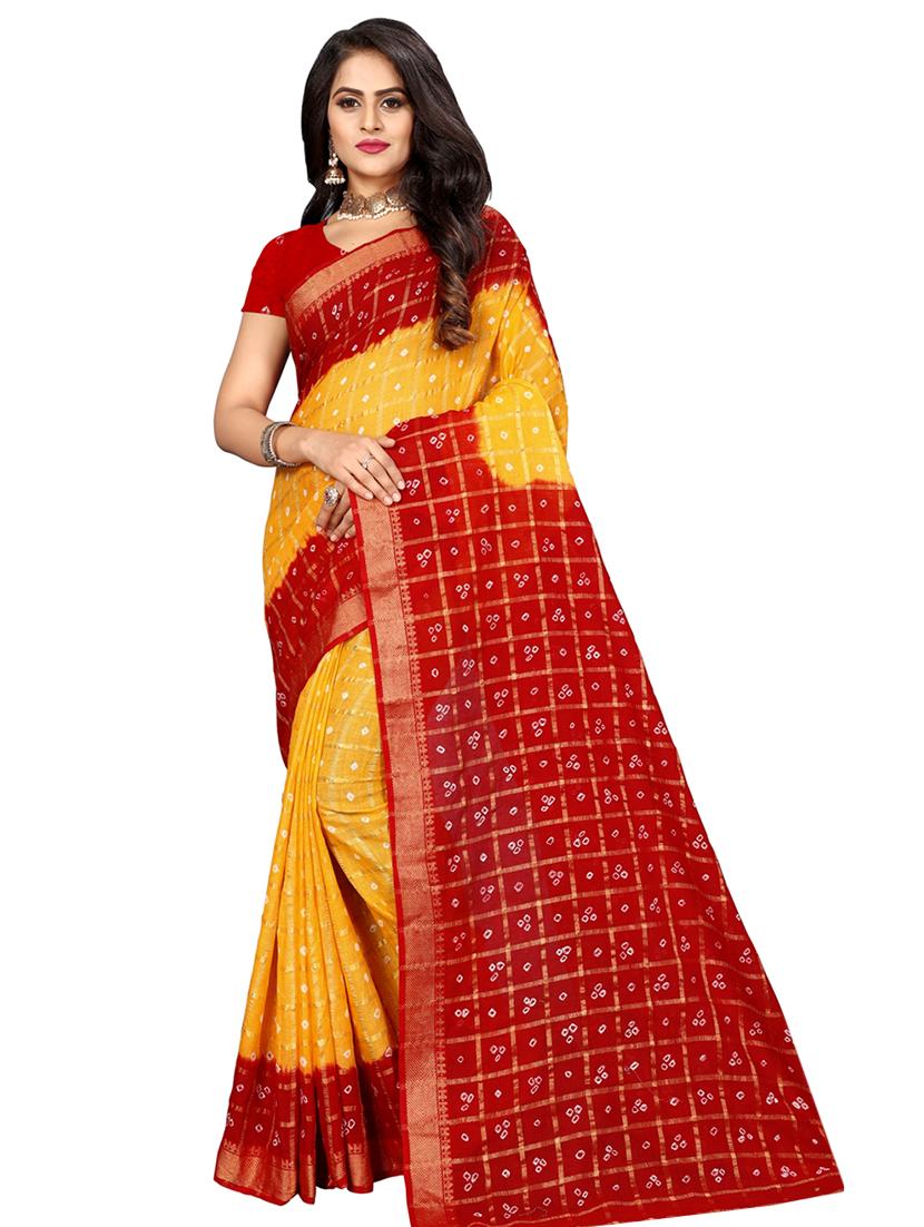 bandhani printed saree with blouse - 16605251 - Zoom Image - 1