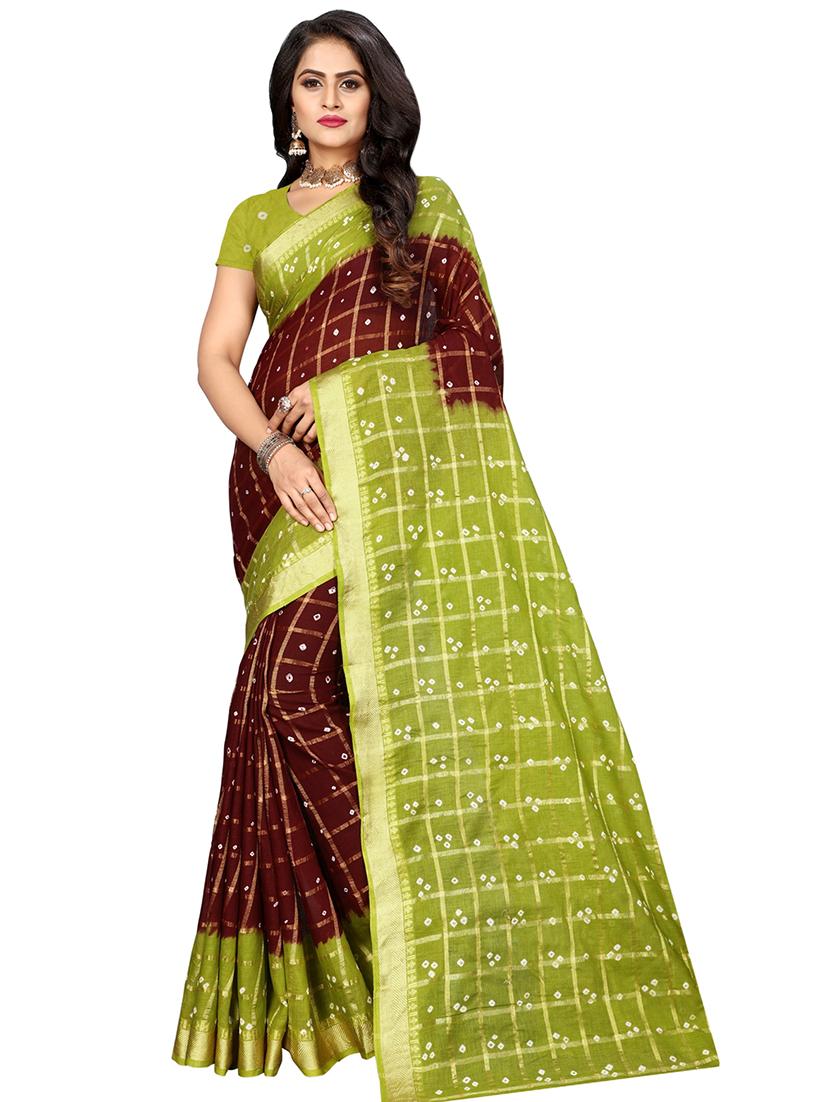 bandhani printed saree with blouse - 16605252 - Zoom Image - 1