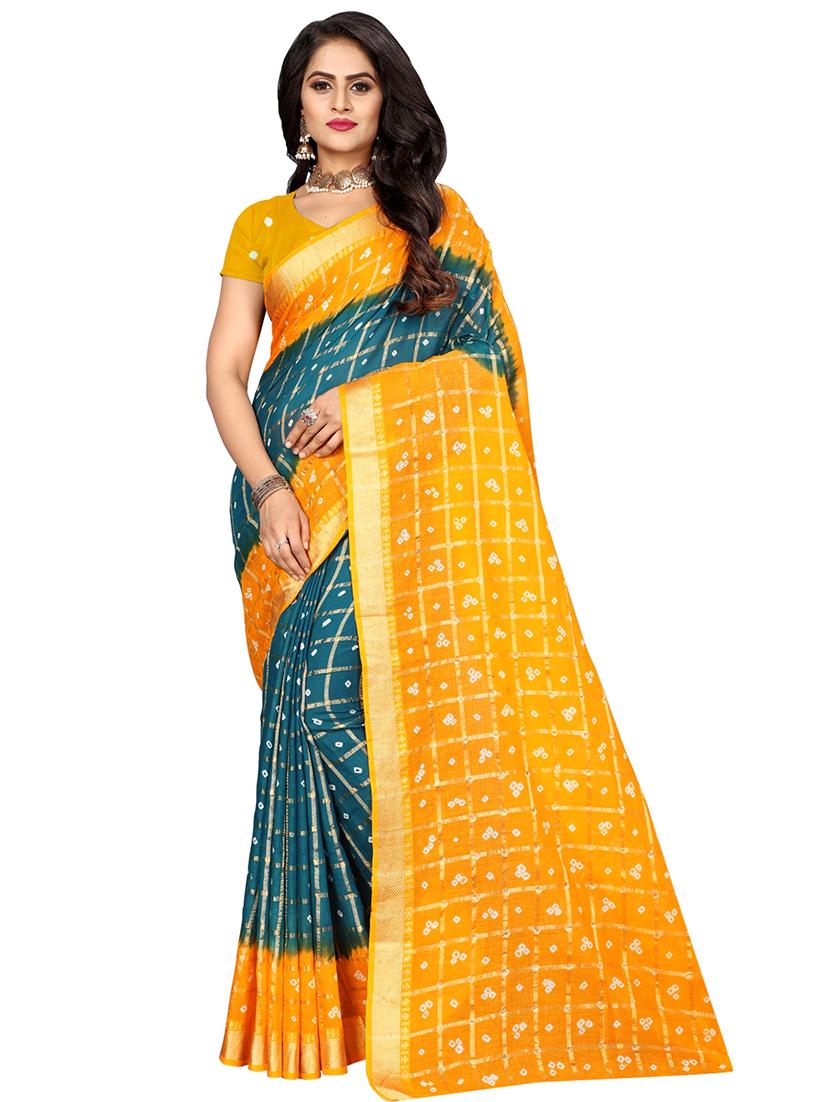 bandhani printed saree with blouse - 16605254 - Zoom Image - 1