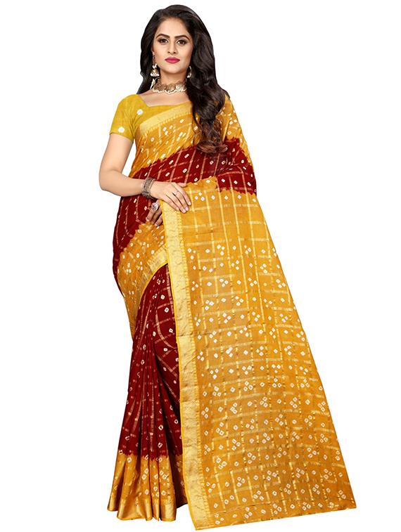 bandhani printed saree with blouse - 16605255 - Zoom Image - 1
