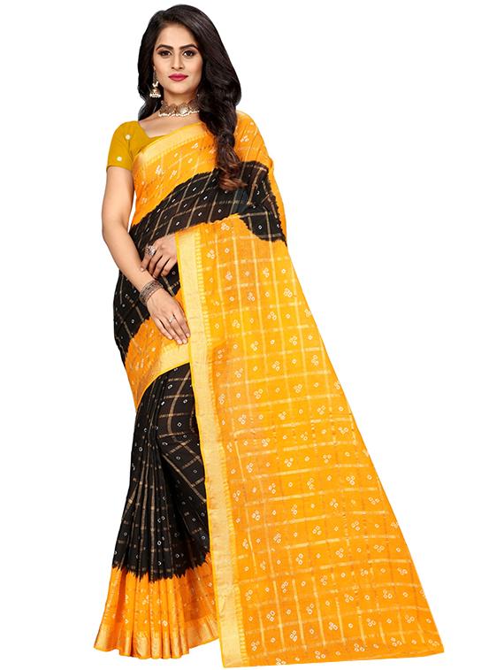 bandhani printed saree with blouse - 16605256 - Zoom Image - 1