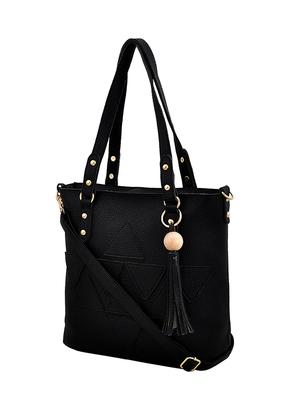 black leatherette (pu) combo handbag - 16605398 - Standard Image - 4