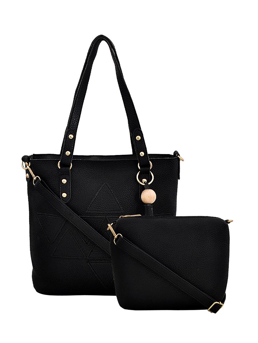 black leatherette (pu) combo handbag - 16605398 - Zoom Image - 1