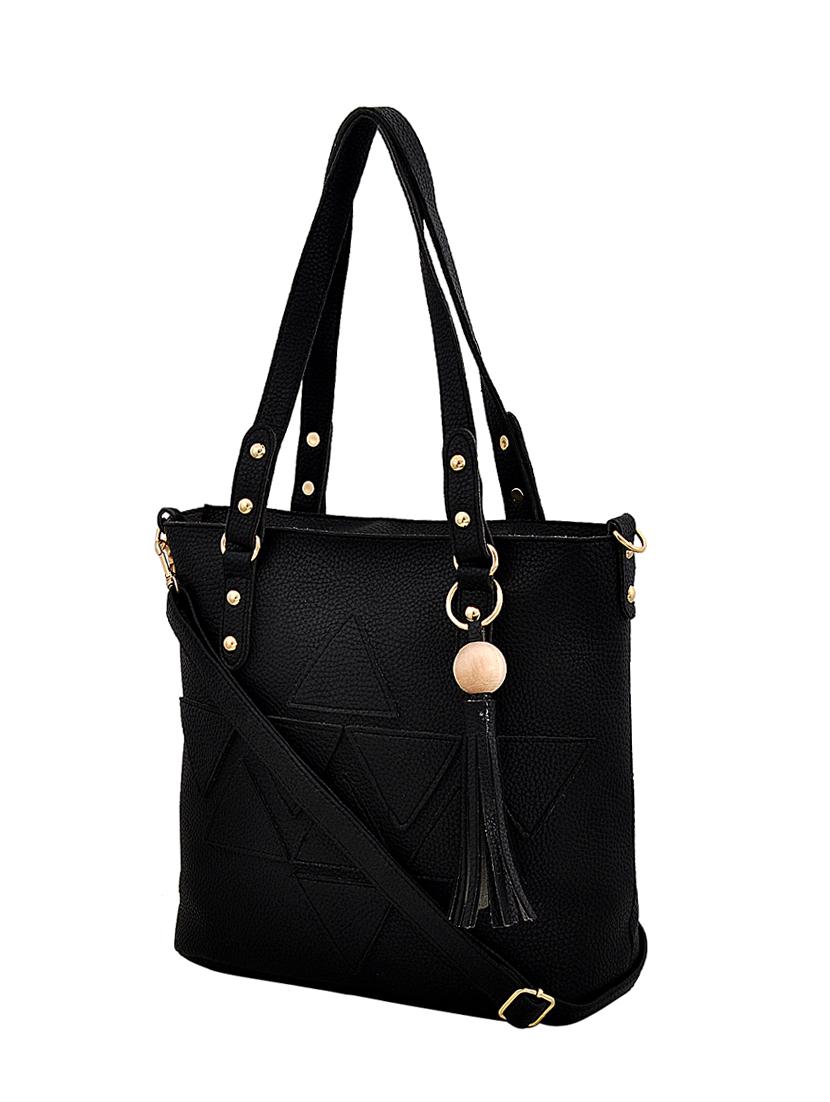 black leatherette (pu) combo handbag - 16605398 - Zoom Image - 4