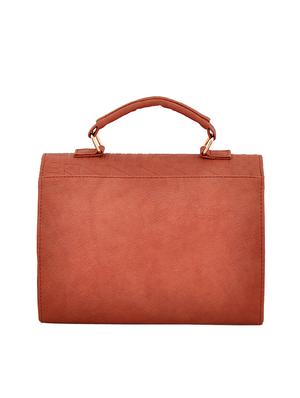 brown leatherette (pu) combo handbag - 16605404 - Standard Image - 2
