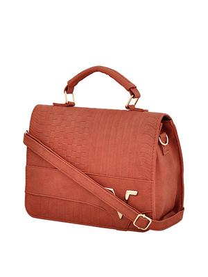 brown leatherette (pu) combo handbag - 16605404 - Standard Image - 4