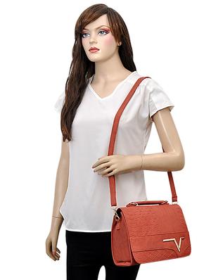 brown leatherette (pu) combo handbag - 16605404 - Standard Image - 6