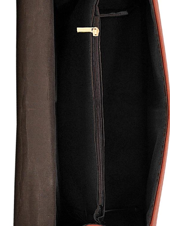 brown leatherette (pu) combo handbag - 16605404 - Zoom Image - 3
