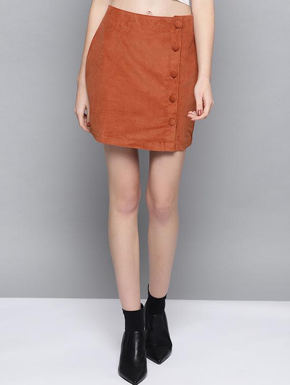 button detail wrap straight skirt - 16605872 - Zoom Image - 1