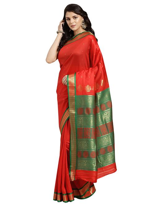 solid bordered saree with blouse - 16605957 - Standard Image - 1