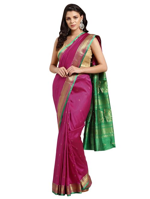solid woven saree with blouse - 16605959 - Standard Image - 1