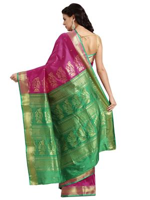 solid woven saree with blouse - 16605959 - Standard Image - 2