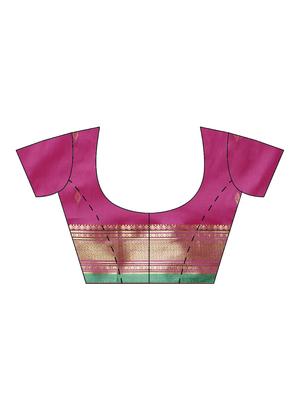 solid woven saree with blouse - 16605959 - Standard Image - 3