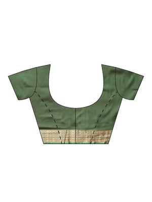 solid with bordered saree with blouse - 16605966 - Standard Image - 3