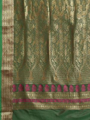 solid with bordered saree with blouse - 16605966 - Standard Image - 4