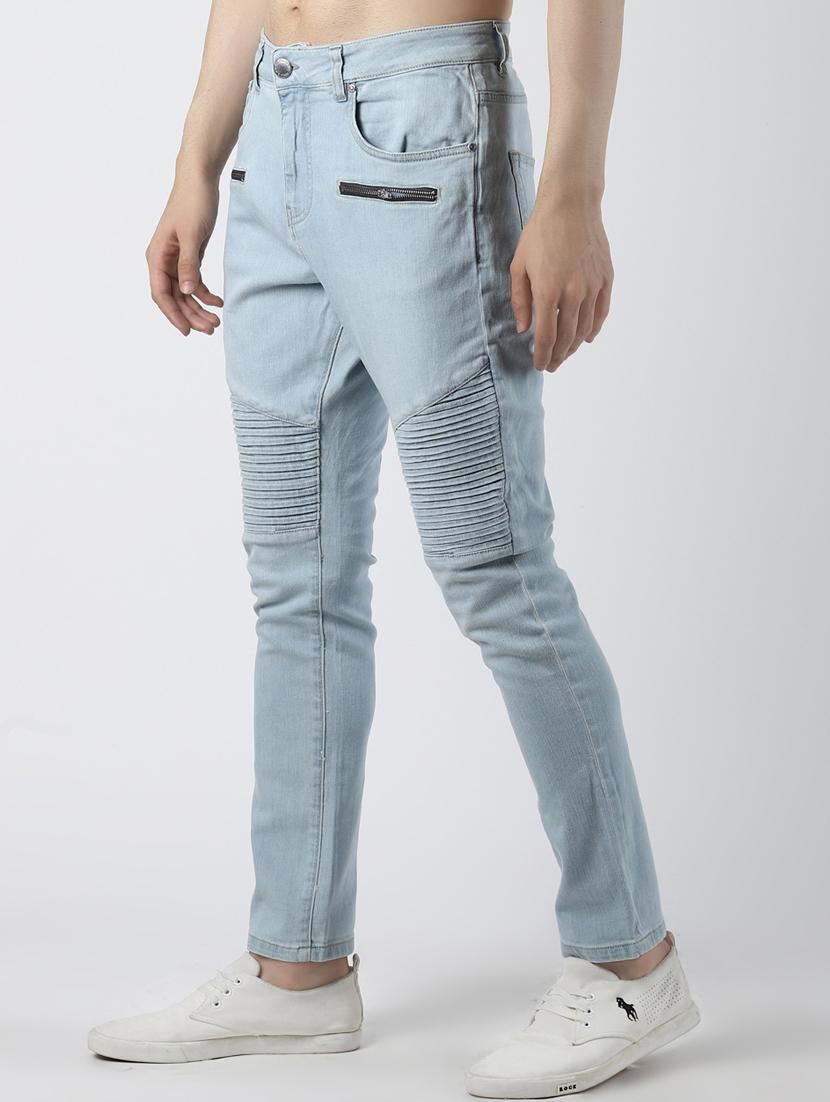 blue plain biker denim jeans - 16606001 - Zoom Image - 2