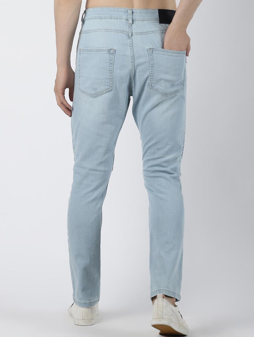 blue plain biker denim jeans - 16606001 - Zoom Image - 3