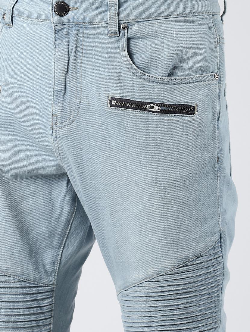 blue plain biker denim jeans - 16606001 - Zoom Image - 5