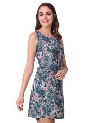 round neck floral a-line dress - 16607206 - Standard Image - 2