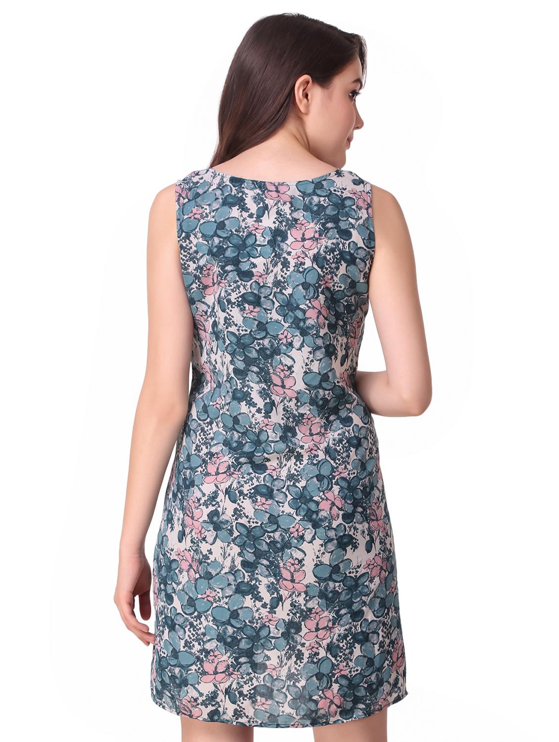 round neck floral a-line dress - 16607206 - Zoom Image - 3