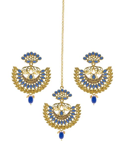 blue gold plated drop earring - 16607433 - Standard Image - 1