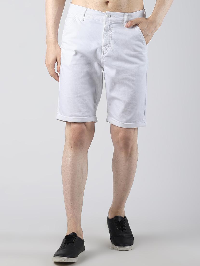 white solid denim short - 16607931 - Zoom Image - 1