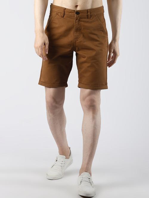 brown solid bermuda shorts - 16607933 - Standard Image - 1