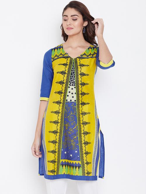 printed straight kurta - 16608035 - Standard Image - 1