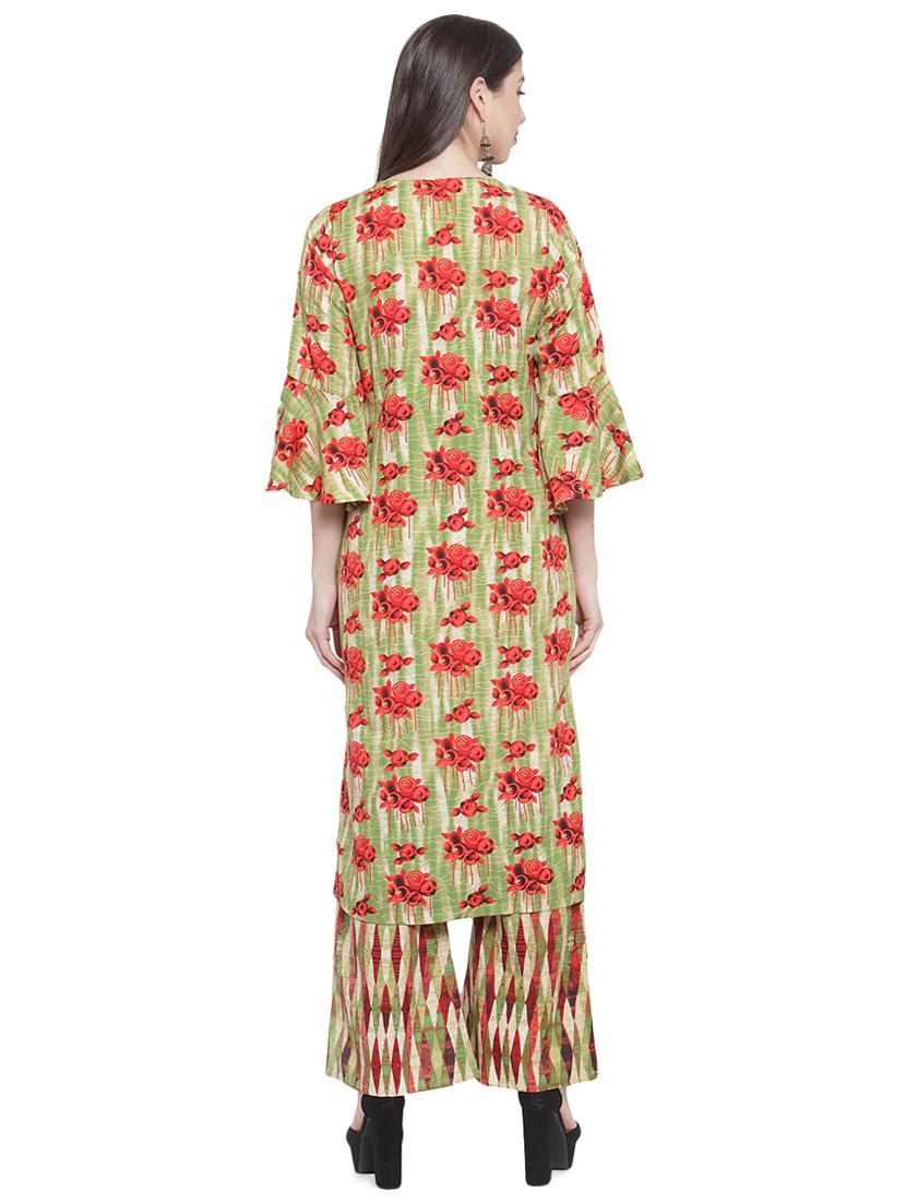 floral kurta palazzo set - 16608053 - Zoom Image - 3
