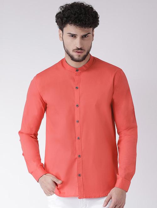 pink solid casual shirt - 16608084 - Standard Image - 1