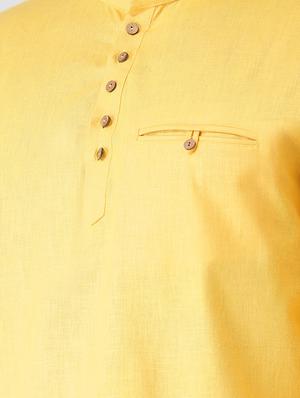 yellow solid short kurta - 16608091 - Standard Image - 5