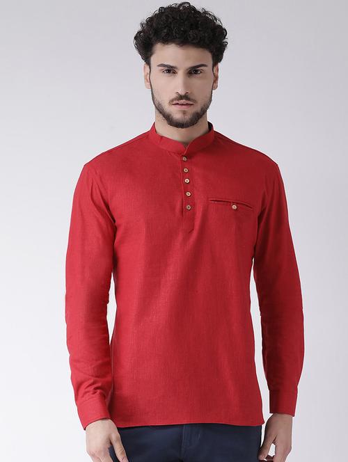 red solid short kurta - 16608093 - Standard Image - 1