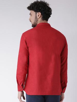 red solid short kurta - 16608093 - Standard Image - 3