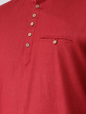 red solid short kurta - 16608093 - Standard Image - 5