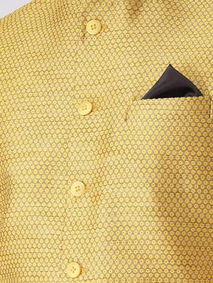 yellow jacquard nehru jacket - 16608188 - Standard Image - 4