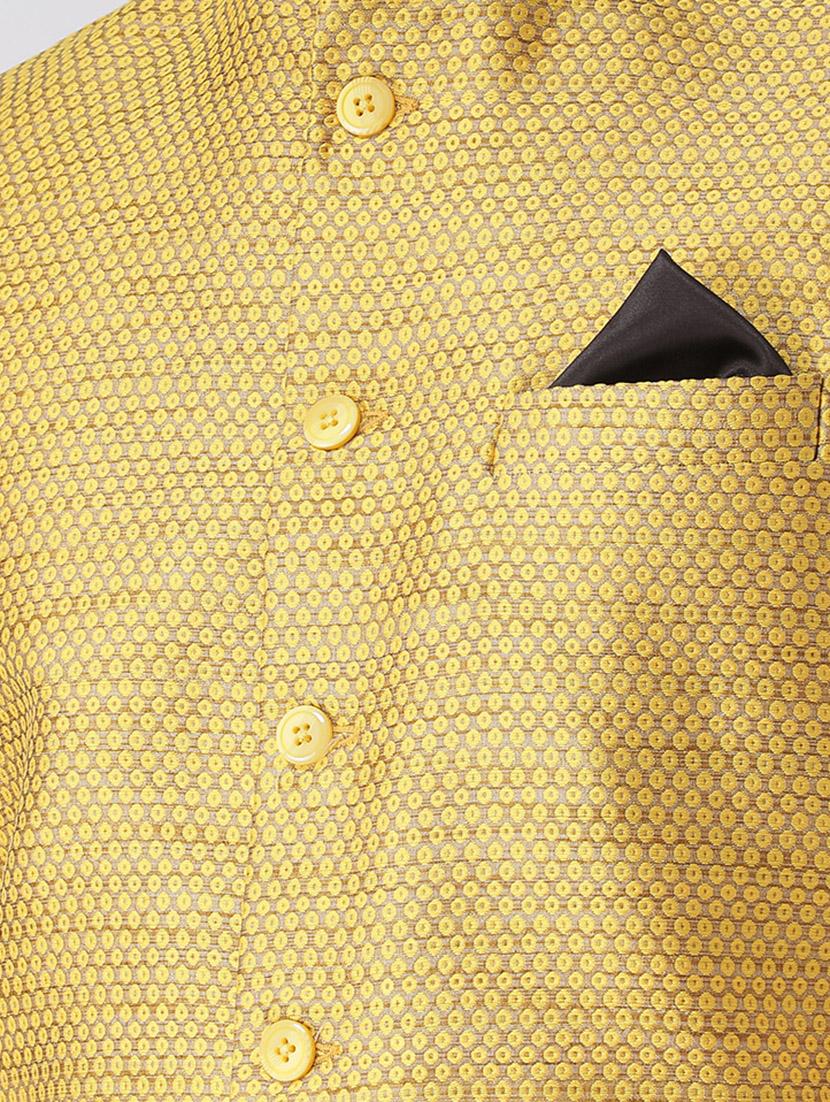 yellow jacquard nehru jacket - 16608188 - Zoom Image - 4