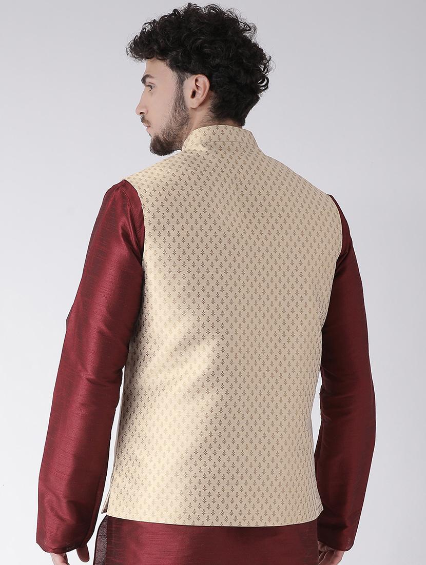 beige jacquard nehru jacket - 16608191 - Zoom Image - 3