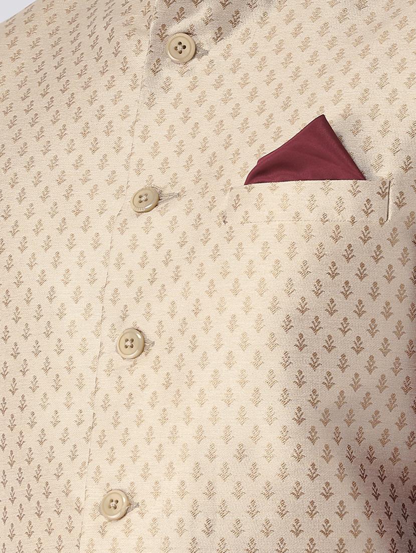 beige jacquard nehru jacket - 16608191 - Zoom Image - 4
