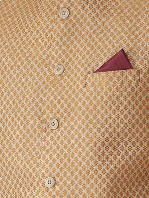 beige jacquard nehru jacket - 16608221 - Standard Image - 4