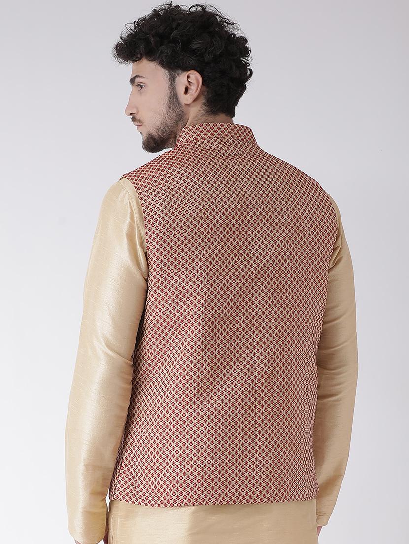 beige jacquard nehru jacket - 16608222 - Zoom Image - 3
