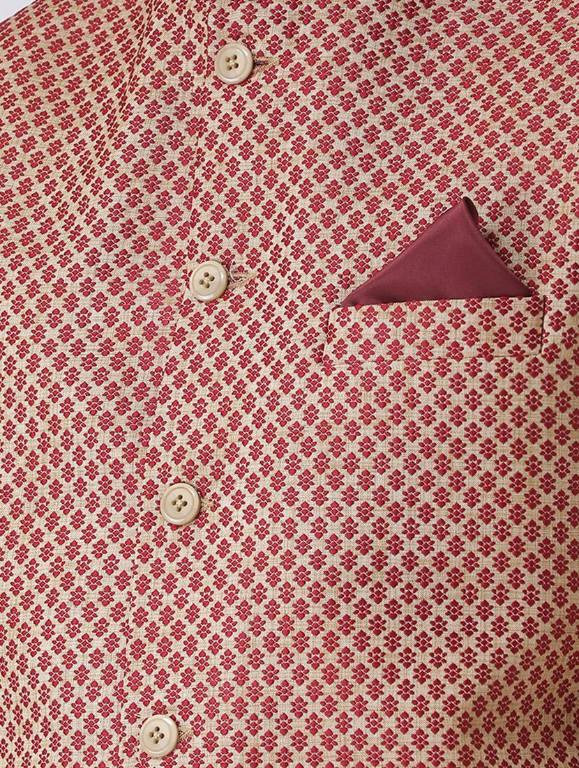 beige jacquard nehru jacket - 16608222 - Zoom Image - 4