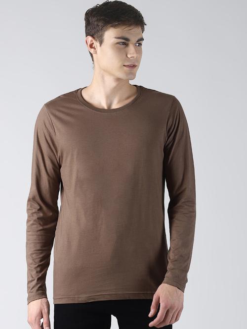 brown solid t-shirt - 16608364 - Very Small Image - 1
