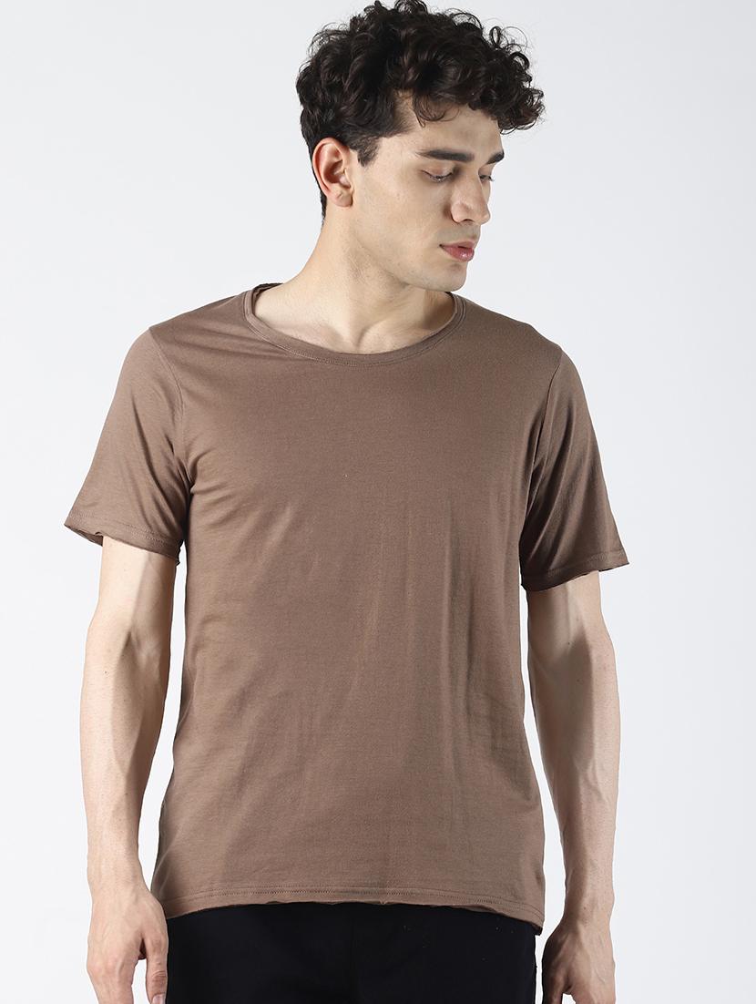 brown solid t-shirt - 16608370 - Zoom Image - 1