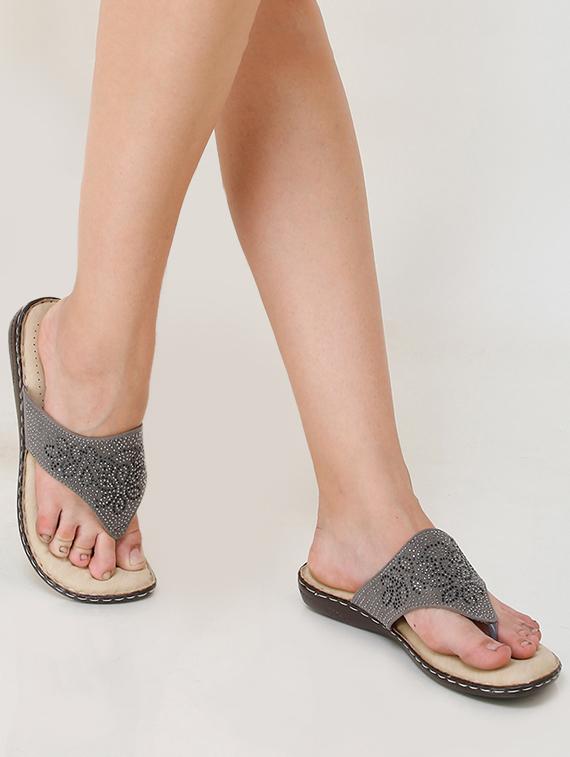 grey slipon flip flops - 16608392 - Zoom Image - 1