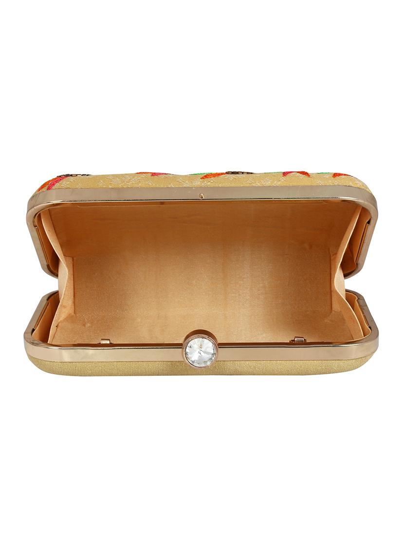 beige faux silk box clutch - 16608487 - Zoom Image - 3