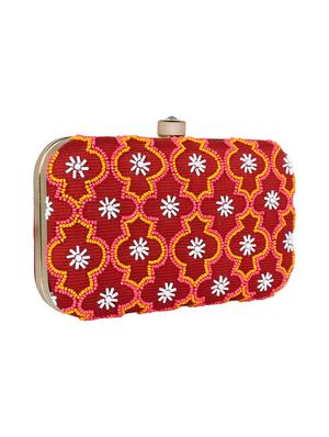 red cotton polyester blend box clutch - 16608490 - Standard Image - 4
